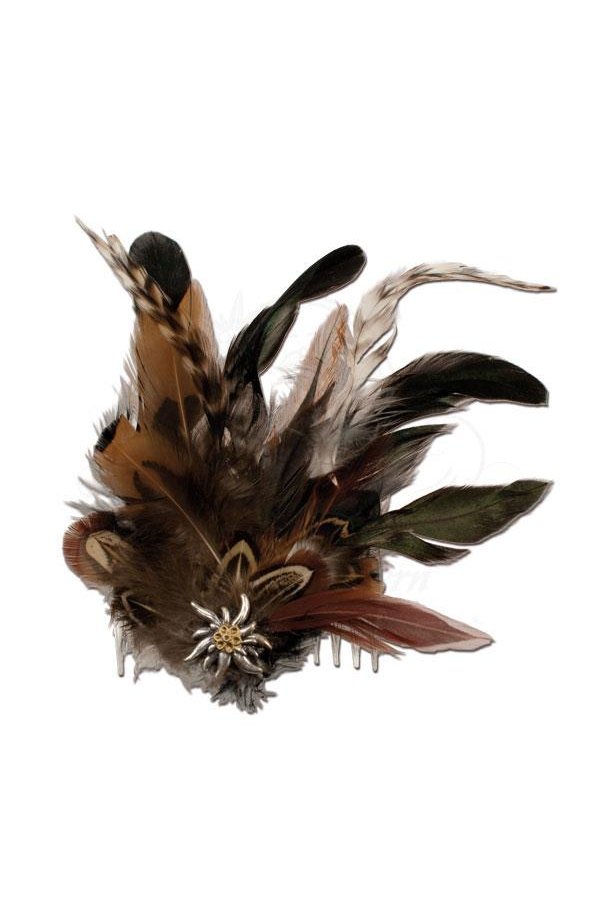 Feder-Fascinator Trachten-Haarkamm Edelweiß