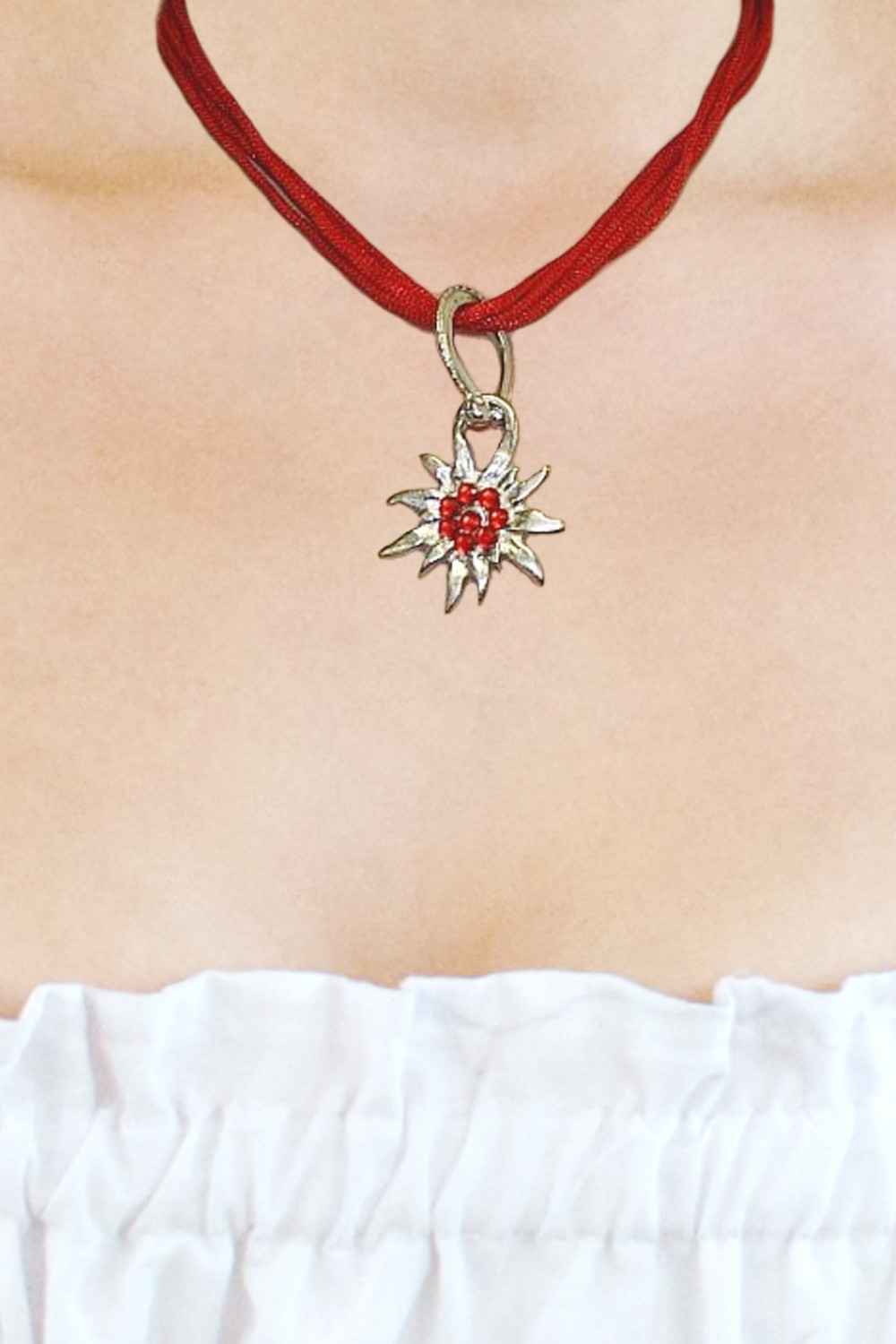 Halskette Edelweiß rot