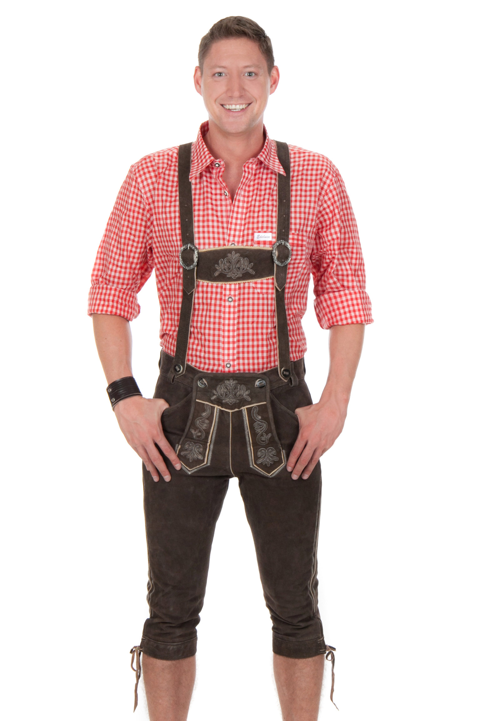 Ziegenvelour Wildbock Trachtenlederhose dunkelbr