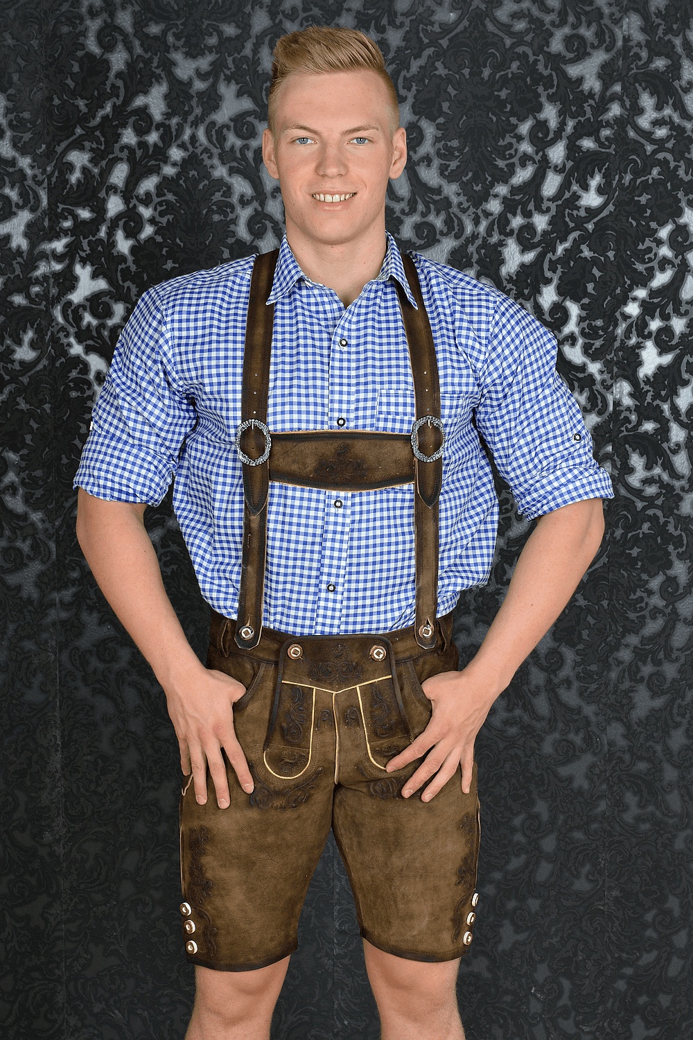 Kurze Trachtenlederhose Wildbock granit