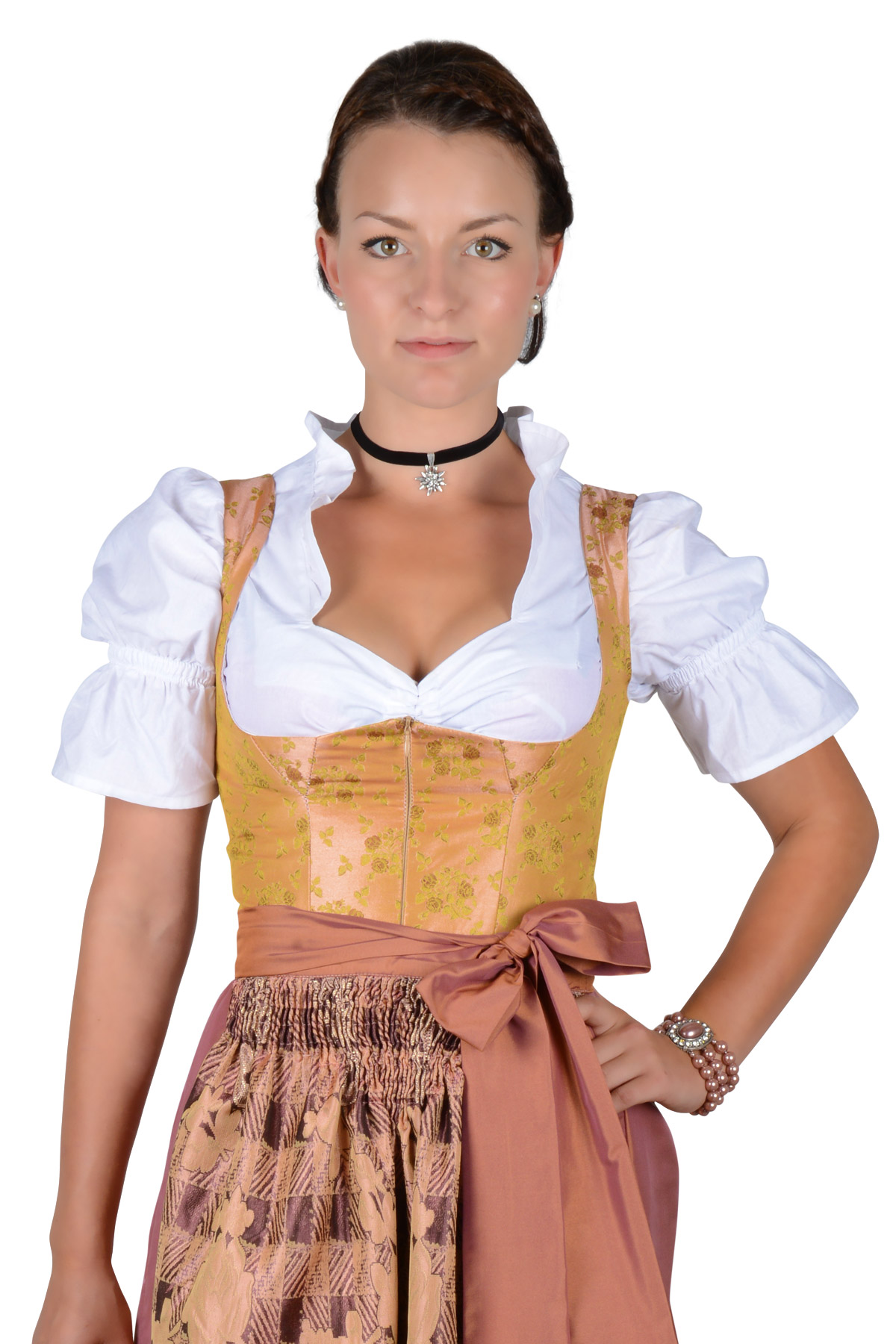 Made in Germany Midi Dirndl Rosentraum bronze karamell