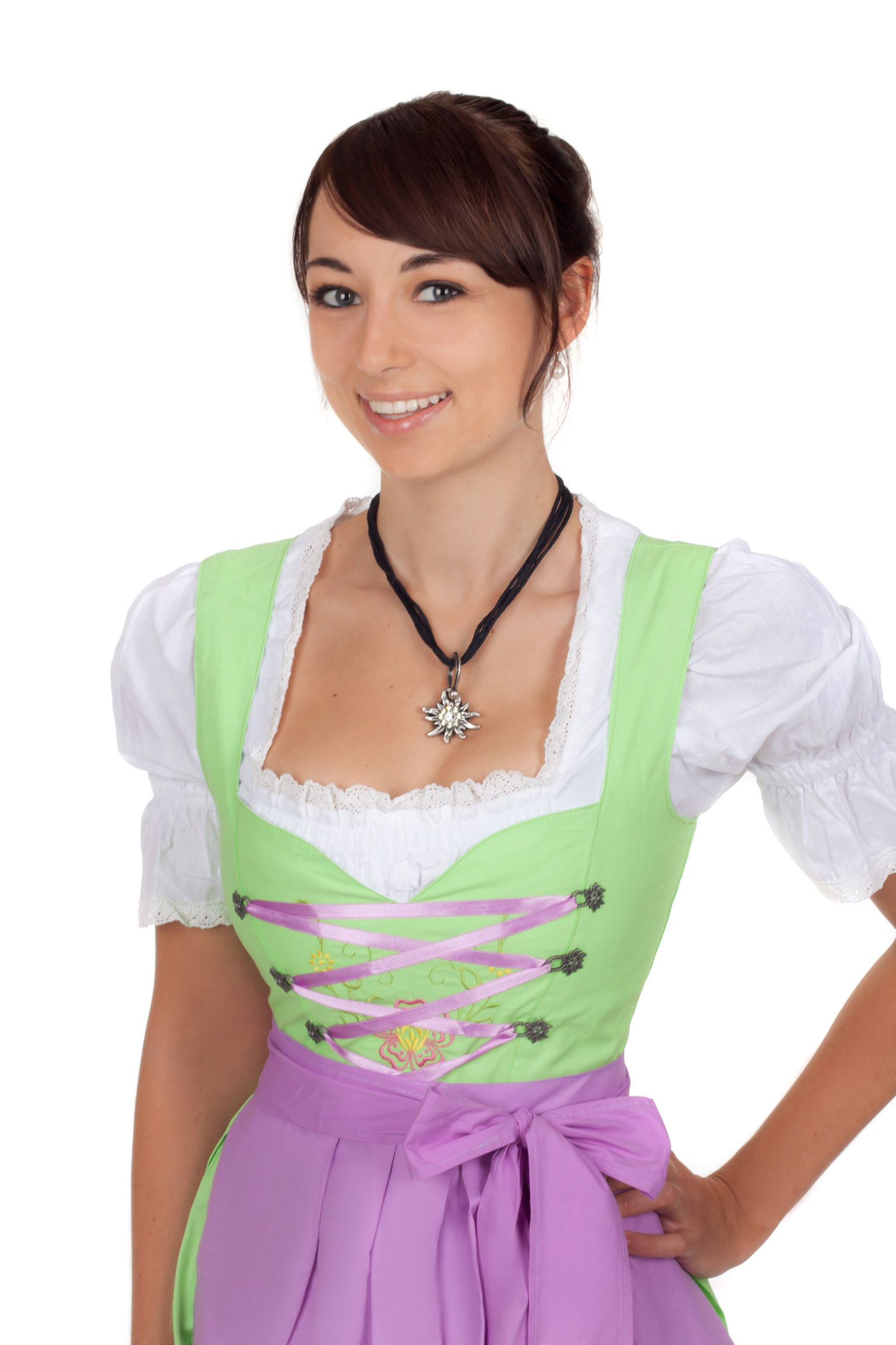 Sexy Mini Dirndl 3-teilig hellgrün lila