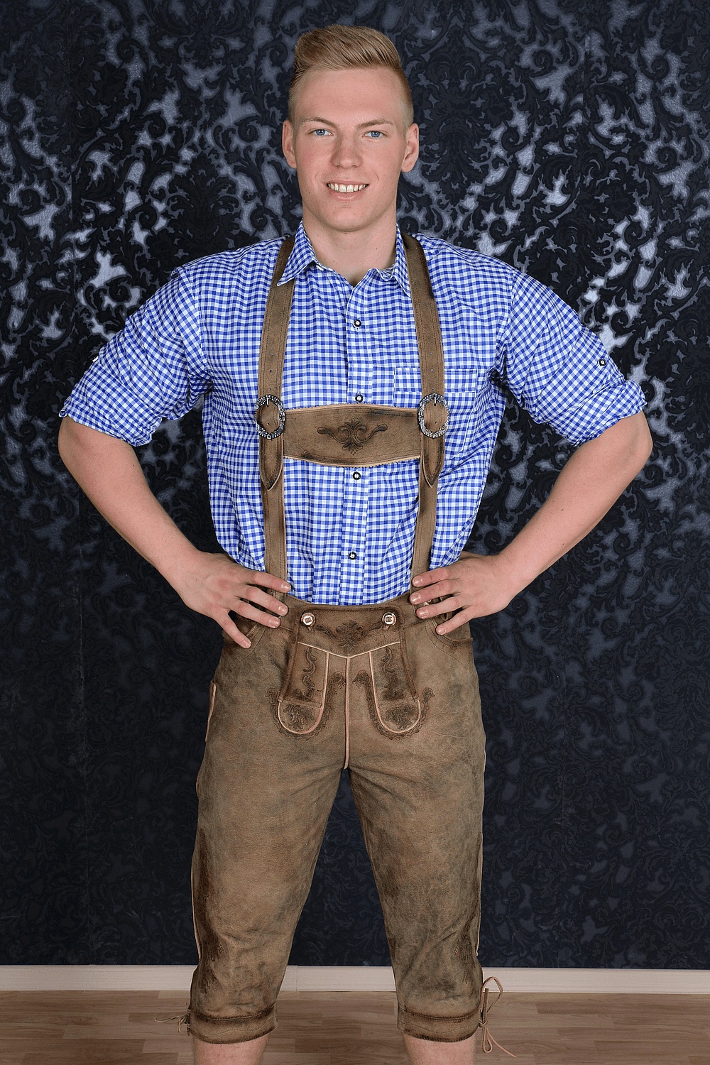 Trachtenlederhose Kniebundhose Wildbock tabak