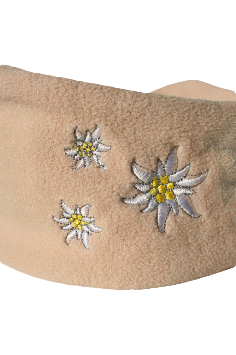 Fleece Stirnband mit Edelweiß beige