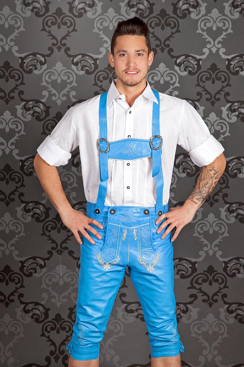 Kniebundhose Glattleder hellblau