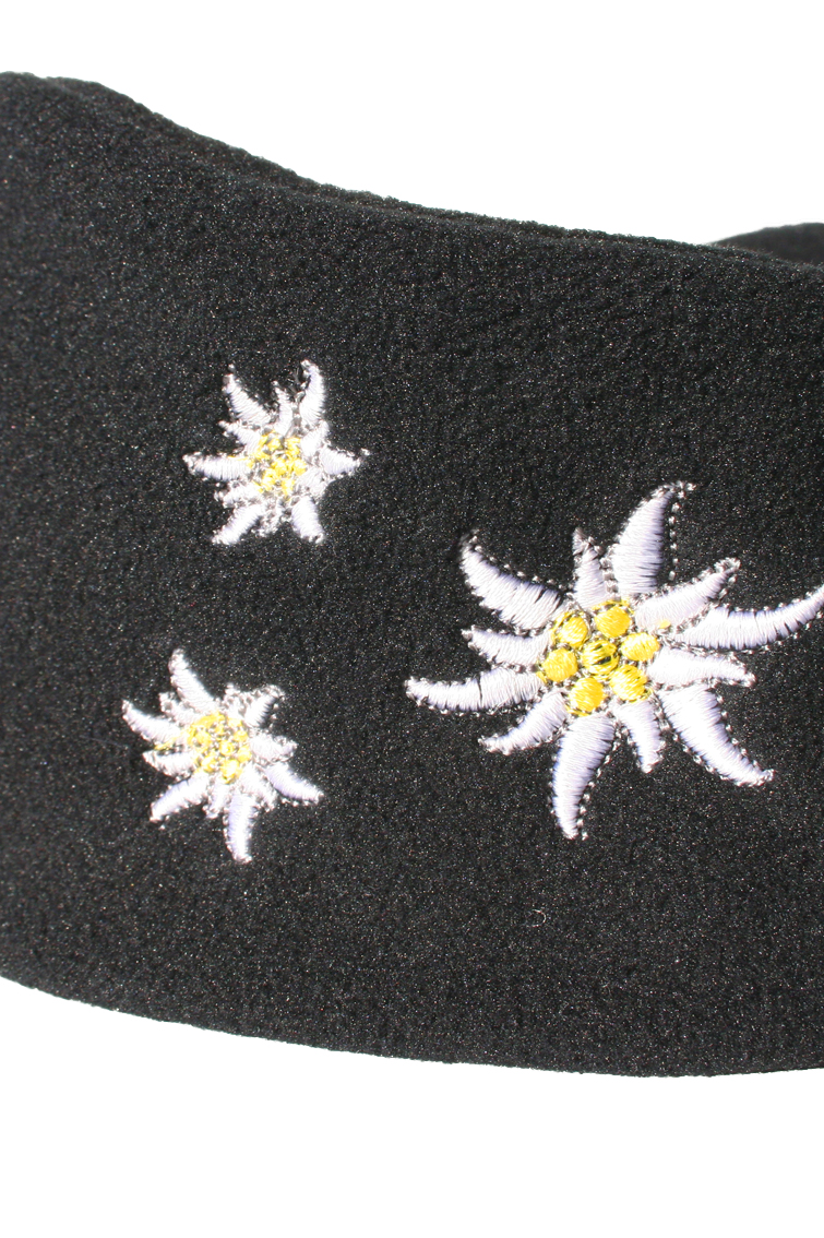 Fleece Stirnband mit Edelweiß schwarz