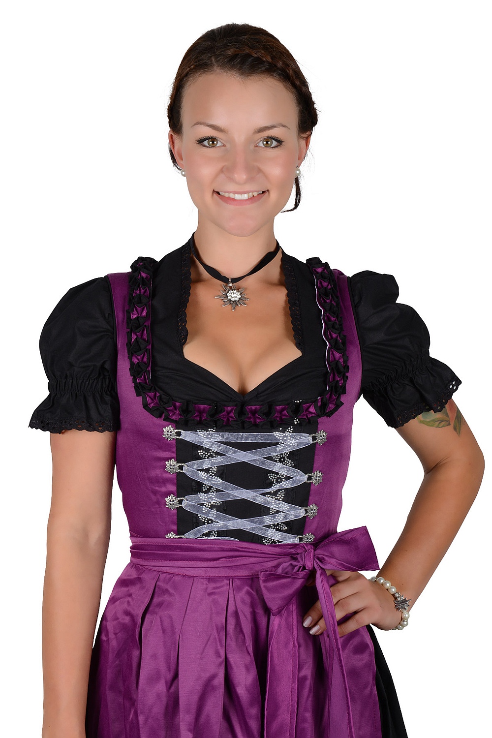 Midi Dirndl Tanja violett schwarz