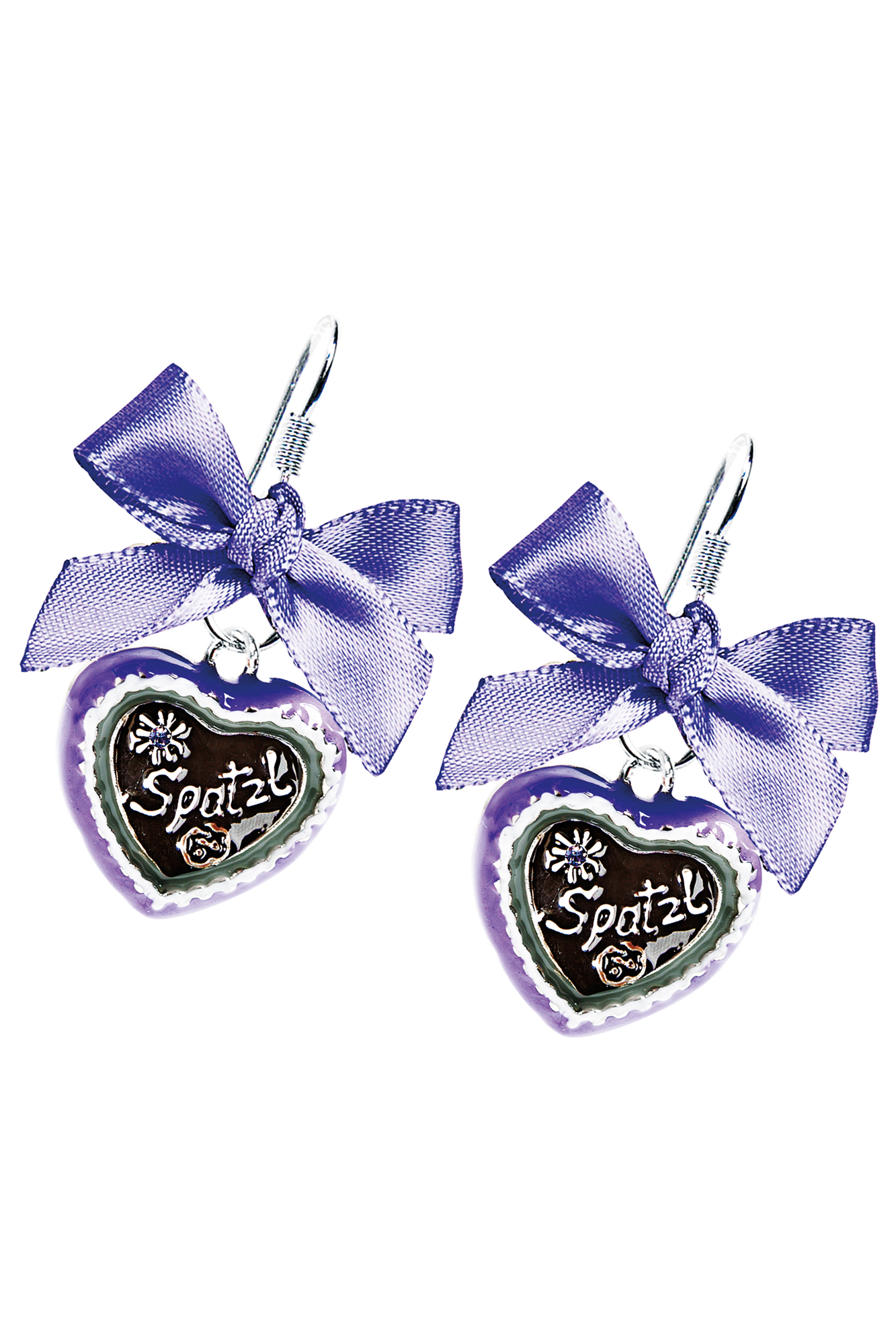 Trachten Ohrhänger Herz Spatzl lila