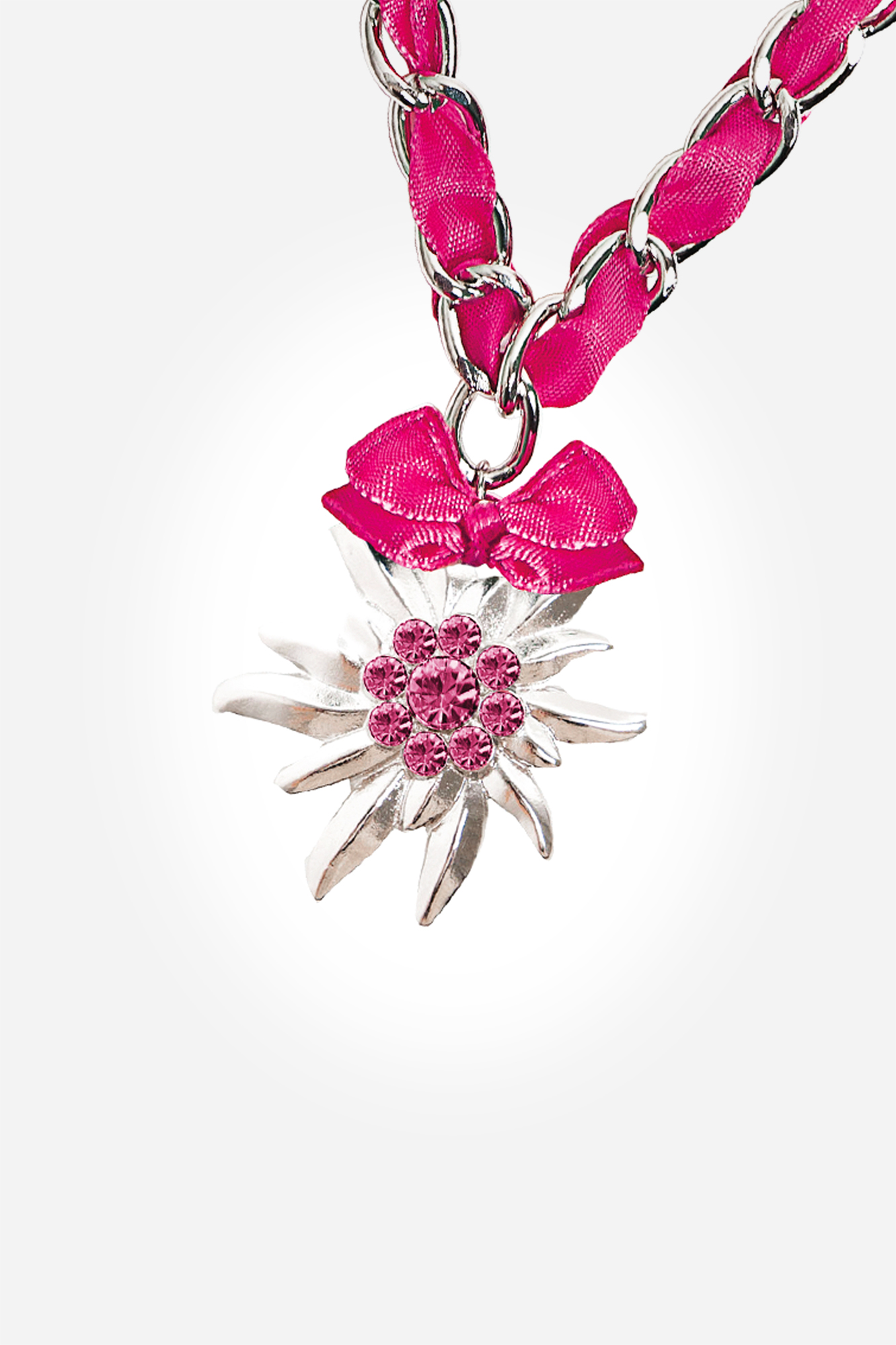 Kette Edelweiß Schleife pink