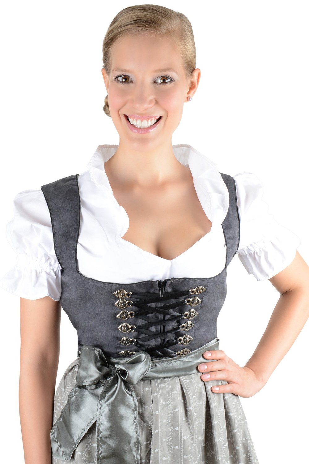 Midi Dirndl 3-teilig schwarz creme