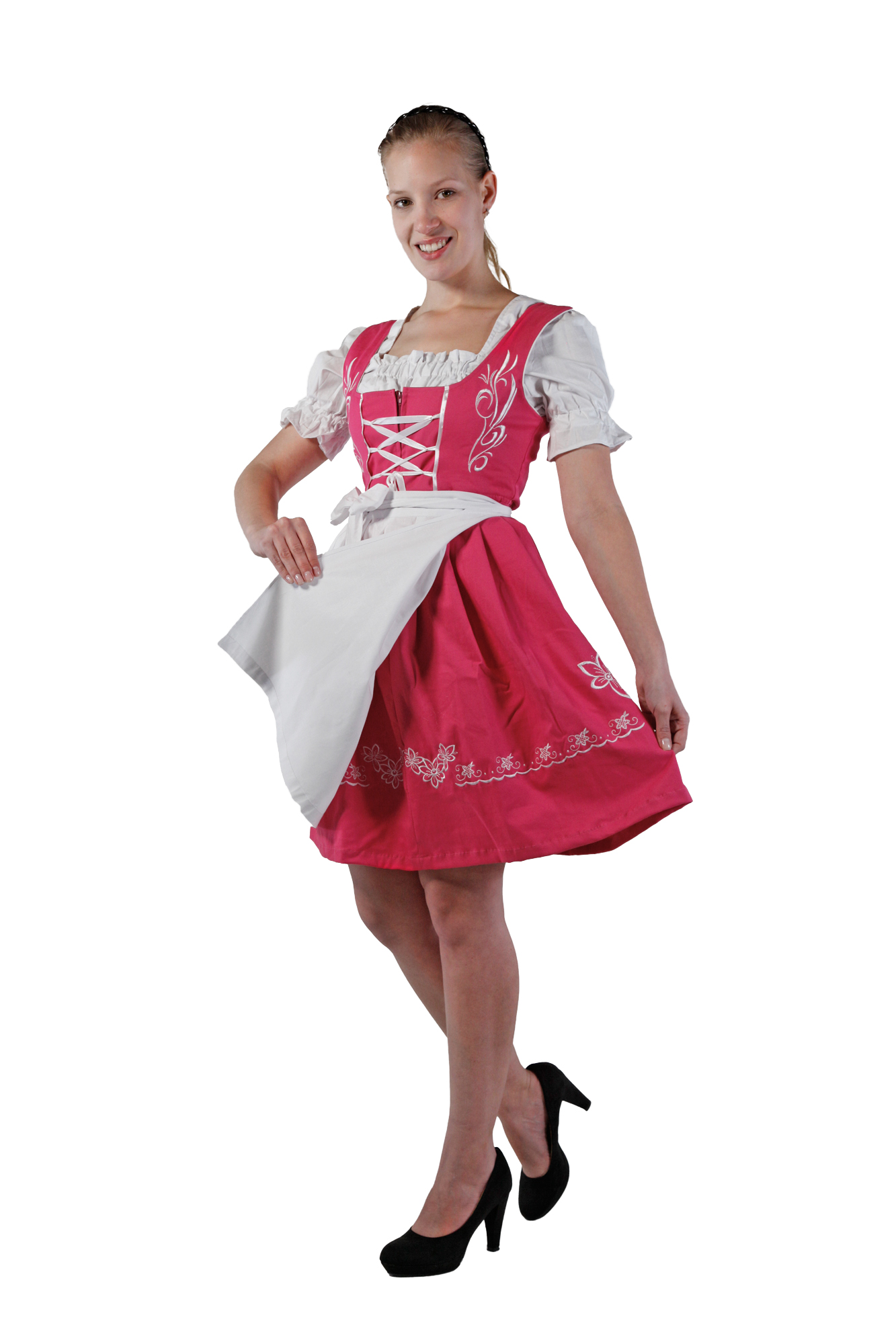 Hübsches Mini Dirndl 3-teilig weiß pink