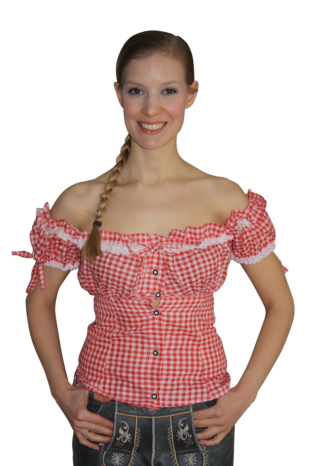 Carmen Trachtenbluse rot kariert