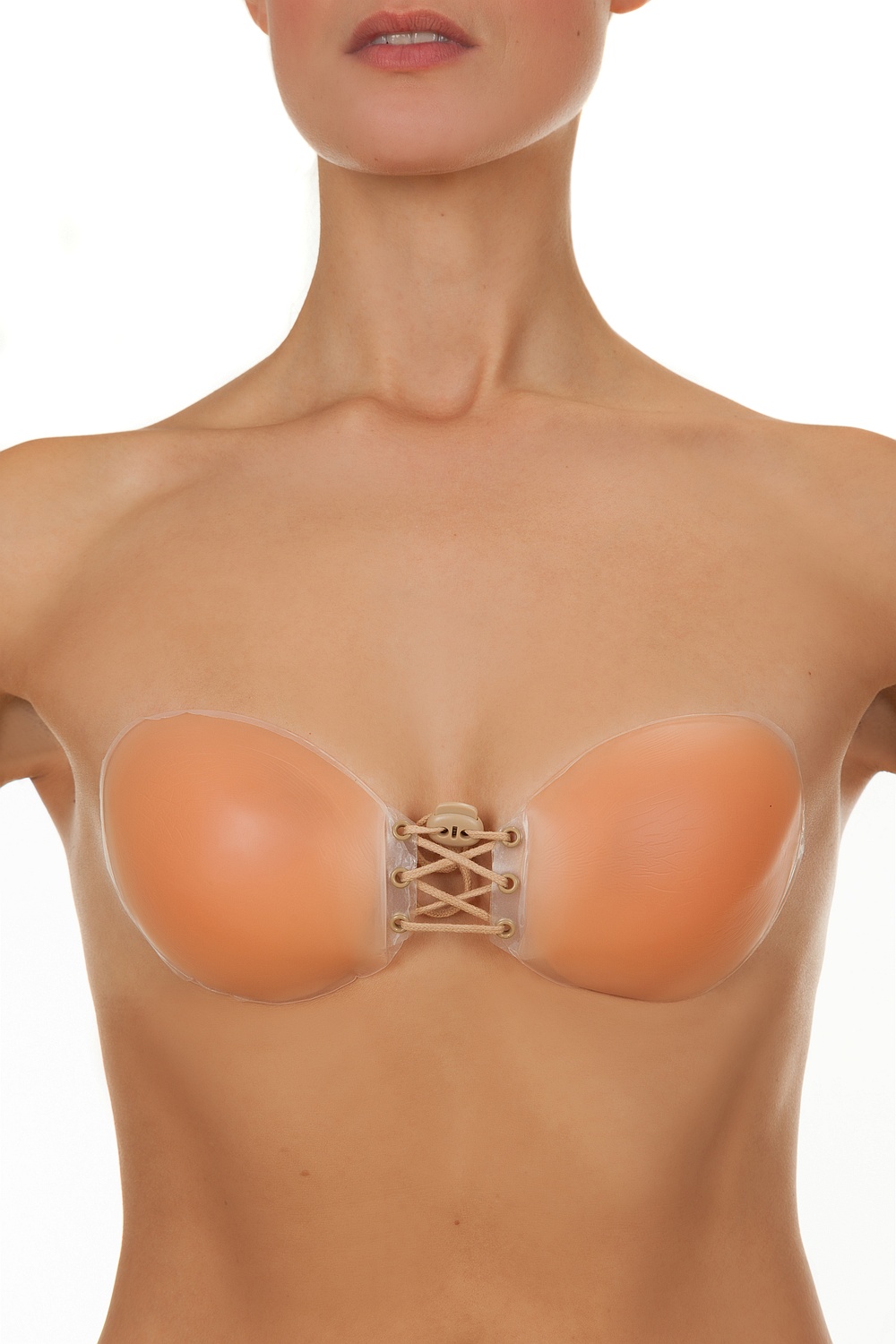 Selbstklebender Silikon Push-up BH mit Tunnelzug