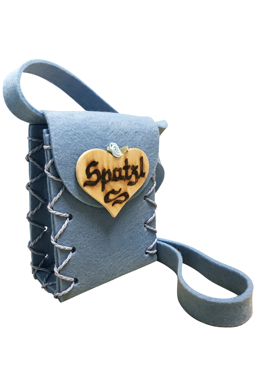 Mini Dirndltasche Filz hellblau Spatzl