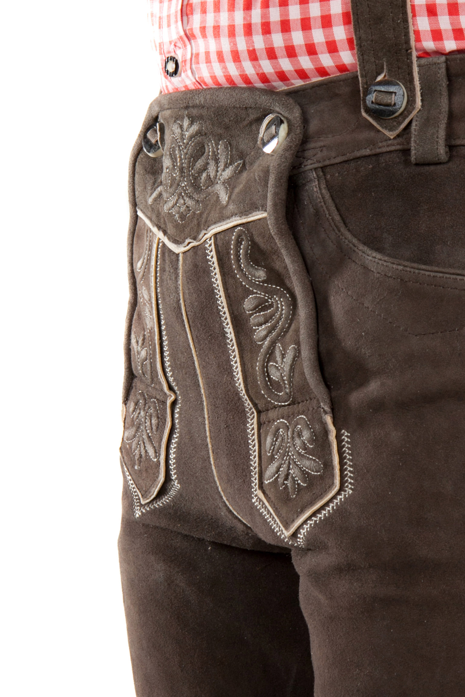 Ziegenvelour Wildbock Trachtenlederhose dunkelbr