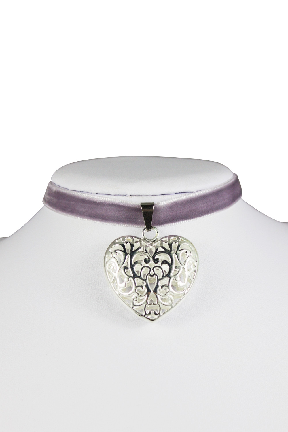 Made in Germany Samtkropfband Herz flieder