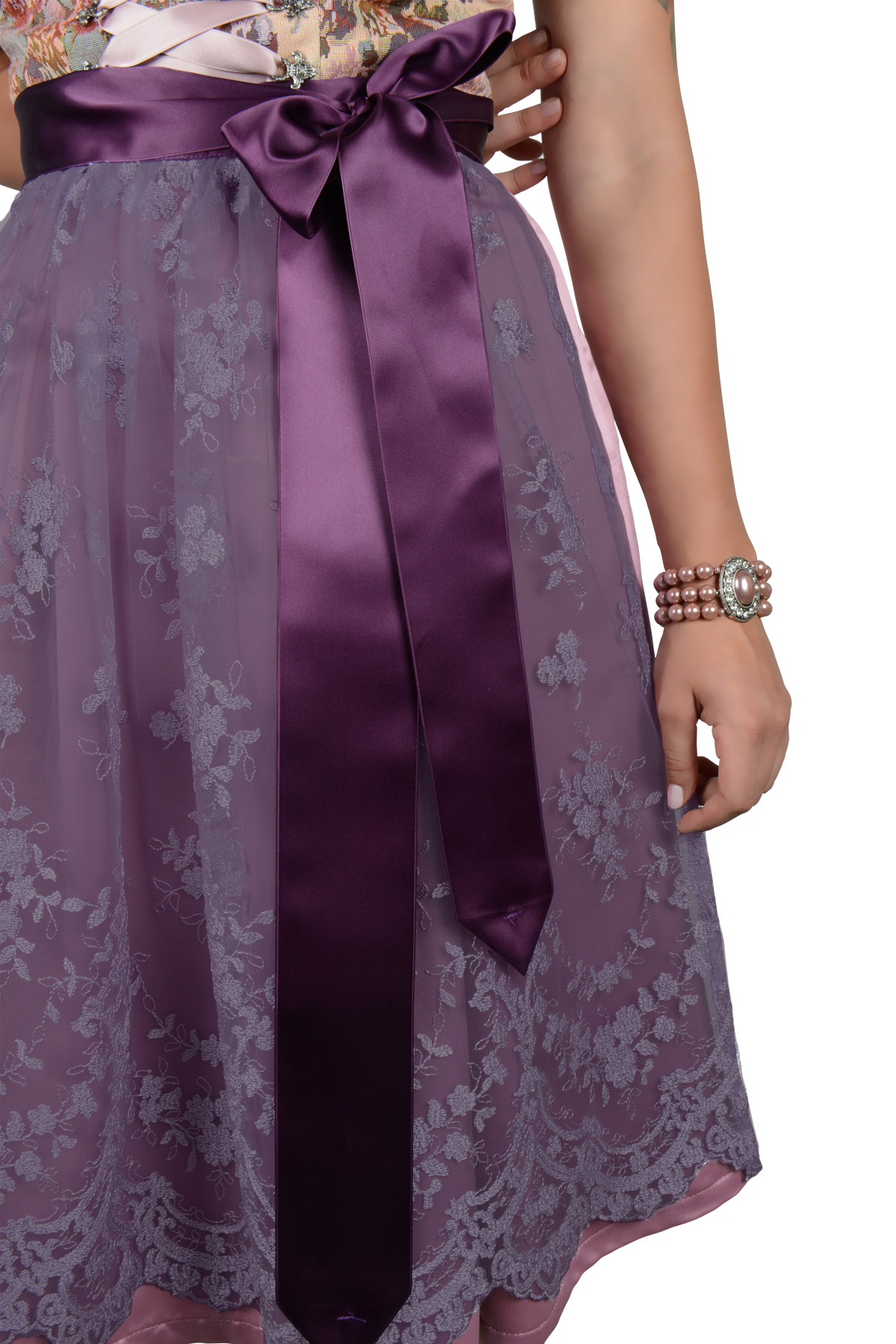 Midi Dirndlschürze Made in Germany lila Spitze