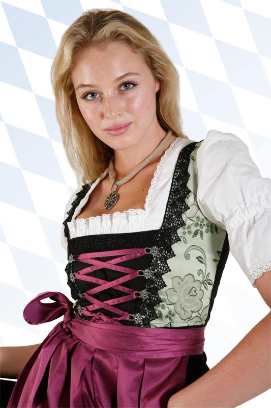 Sexy Midi Dirndl 3-teilig mint violett