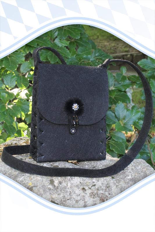 Dirndltasche Filz schwarz Fellapplikation