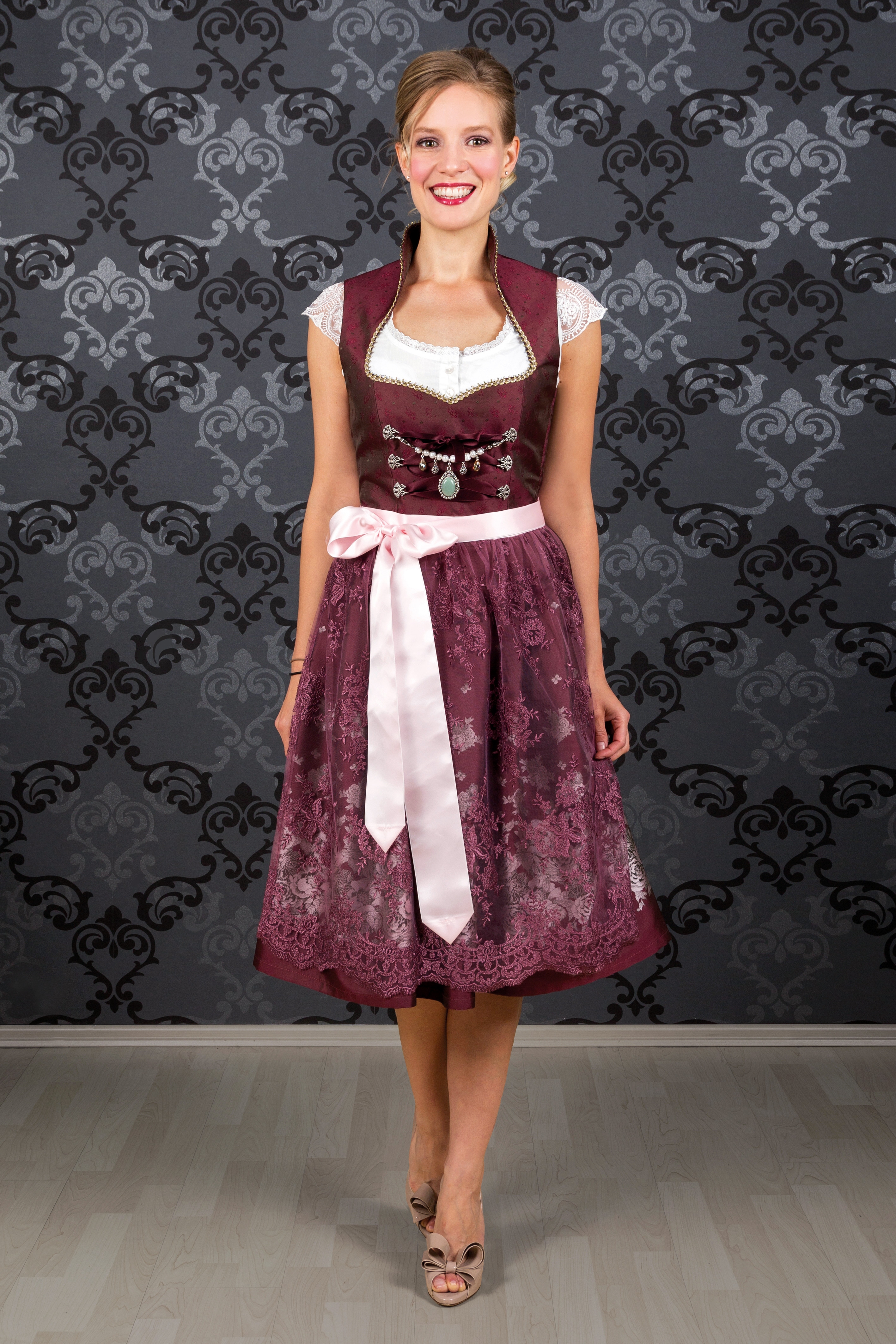 Midi Dirndl 2-teilig Stehkragen Stella