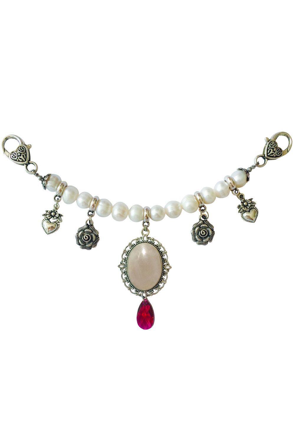 Made in Germany Perlen Charivari Medaillon Rosenquarz Swarovski