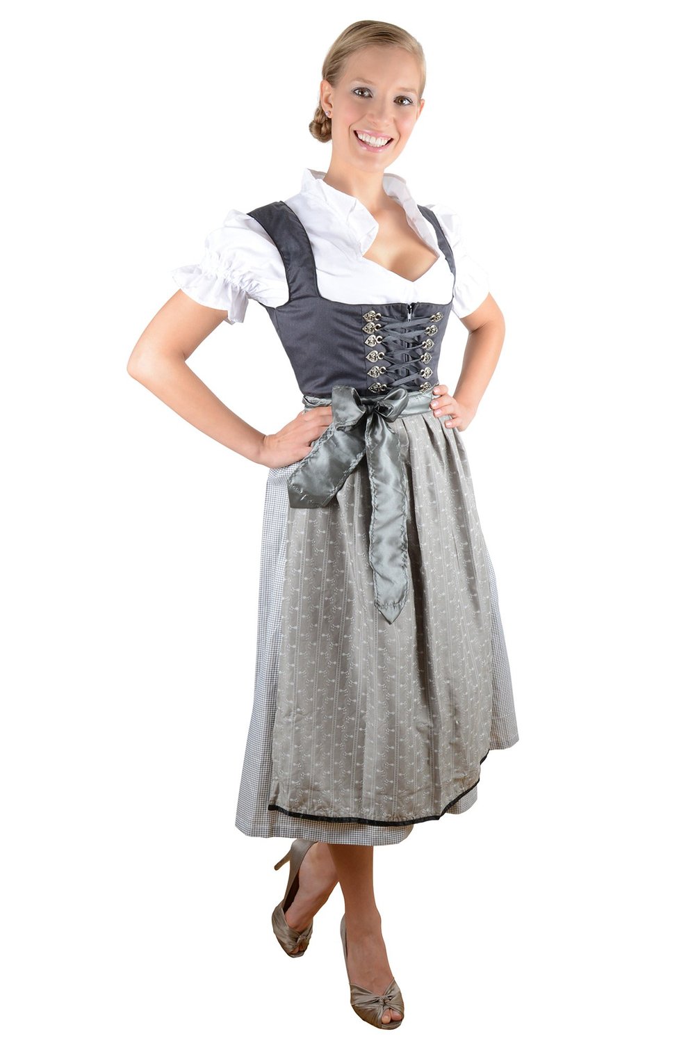 Midi Dirndl 3-teilig schwarz creme