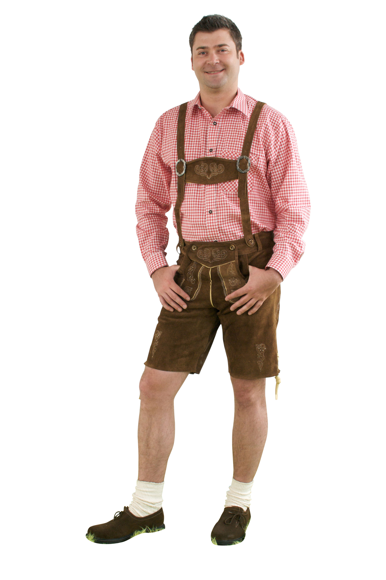 Kurze Trachtenlederhose mittelbraun