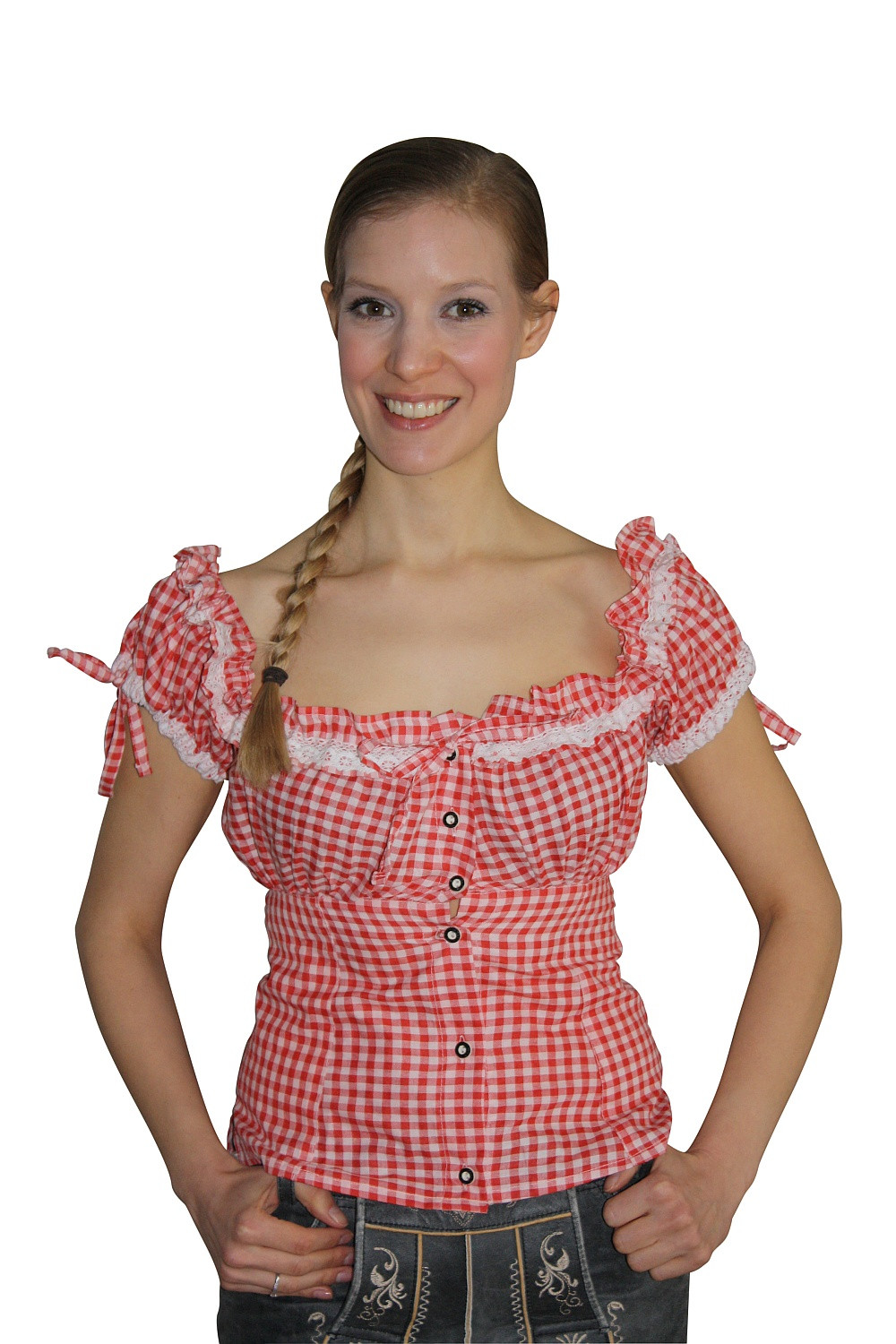 Carmen Trachtenbluse rot kariert