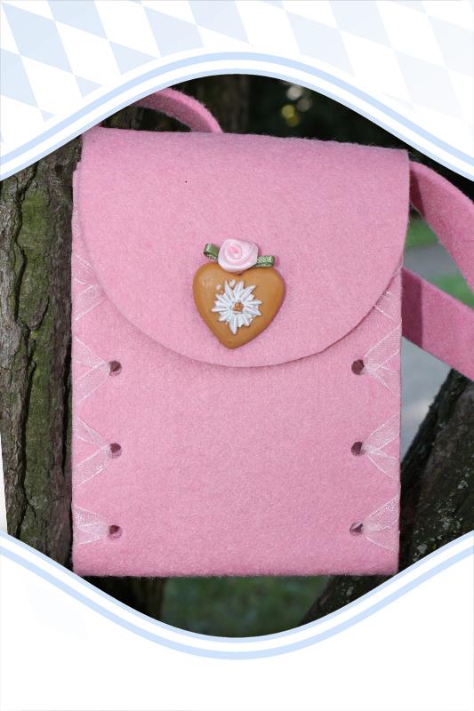 Mini Dirndltasche Filz rosa Herz