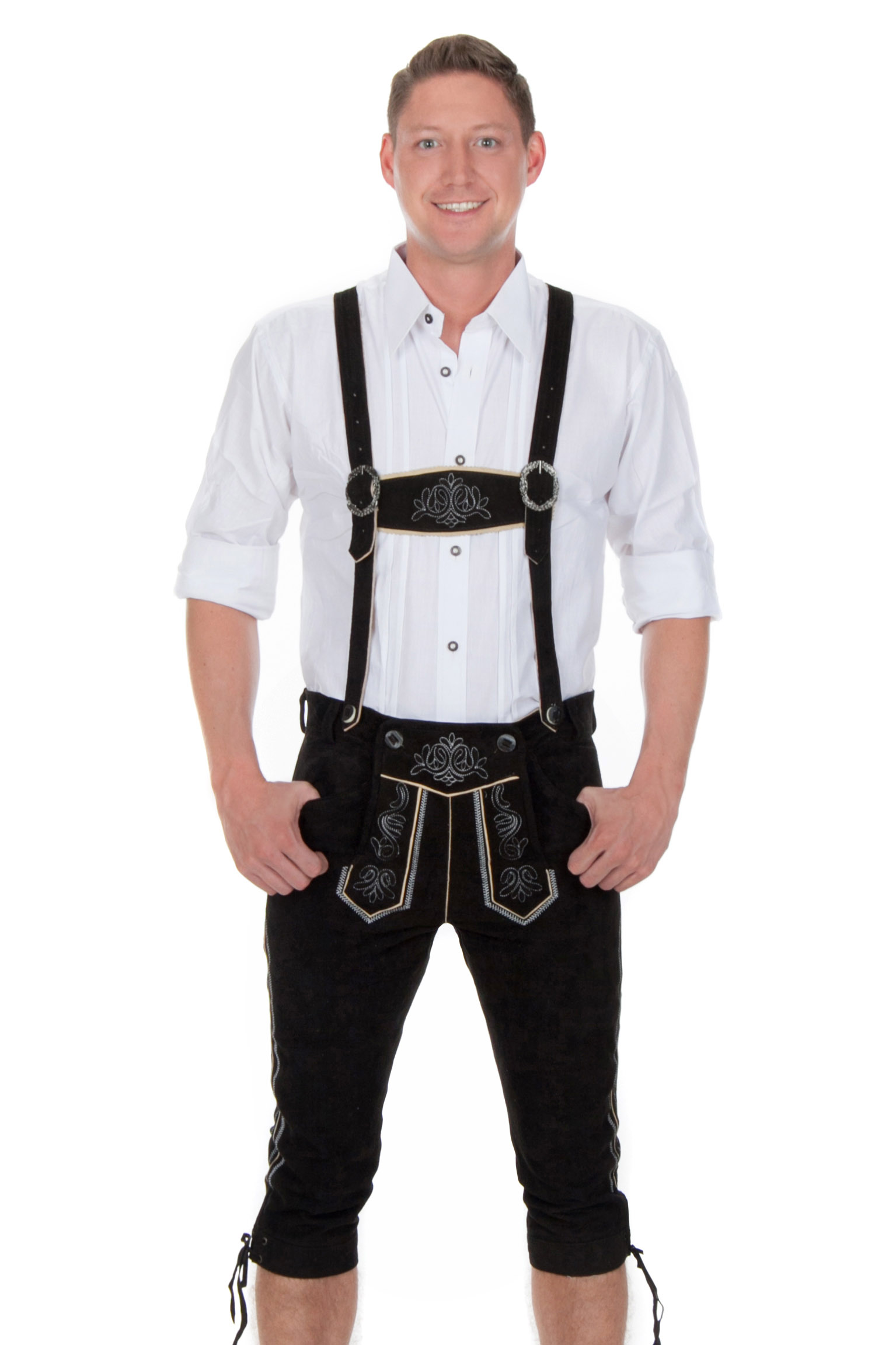 Ziegenvelour Wildbock Trachtenlederhose schwarz