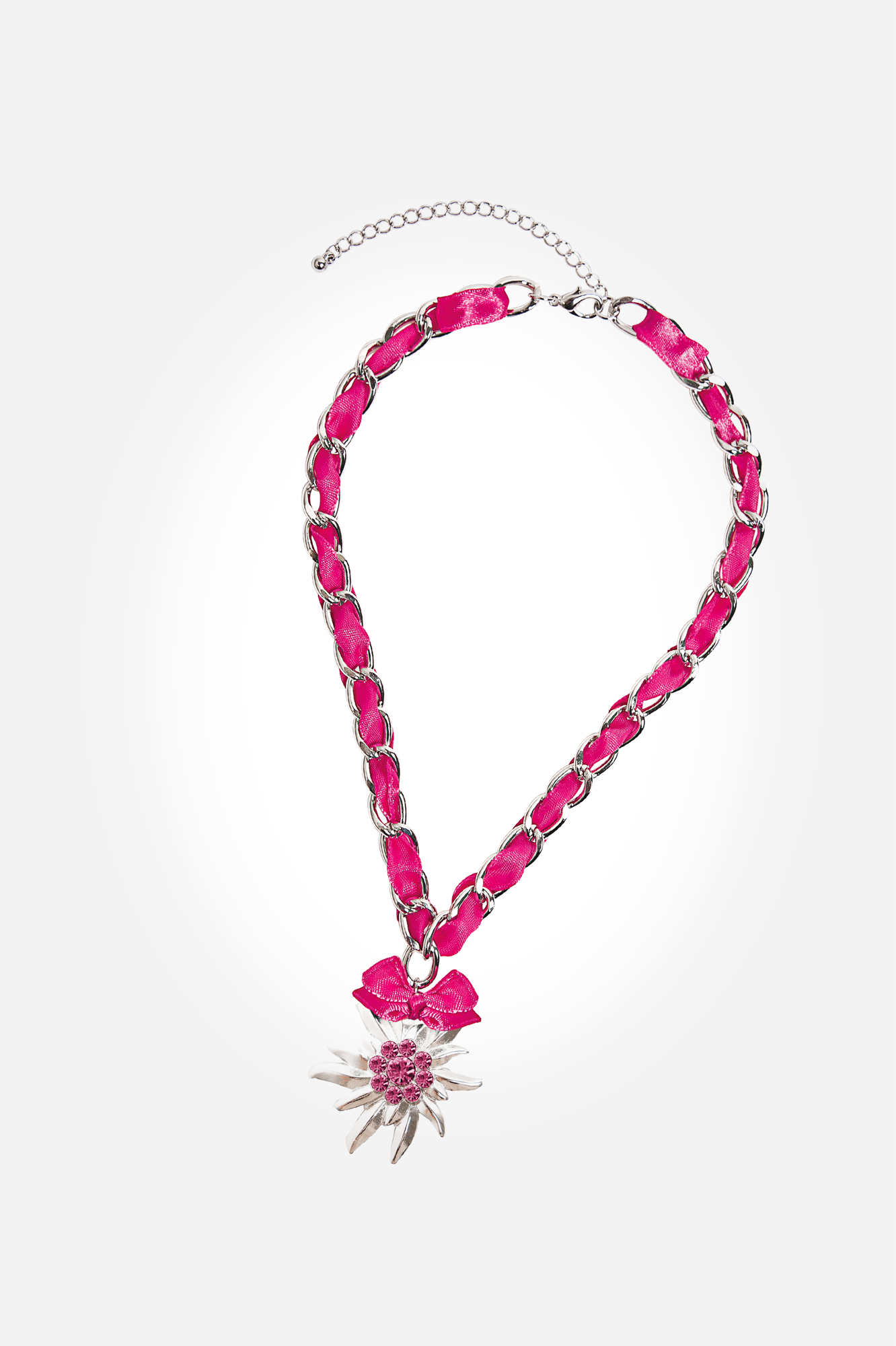 Kette Edelweiß Schleife pink