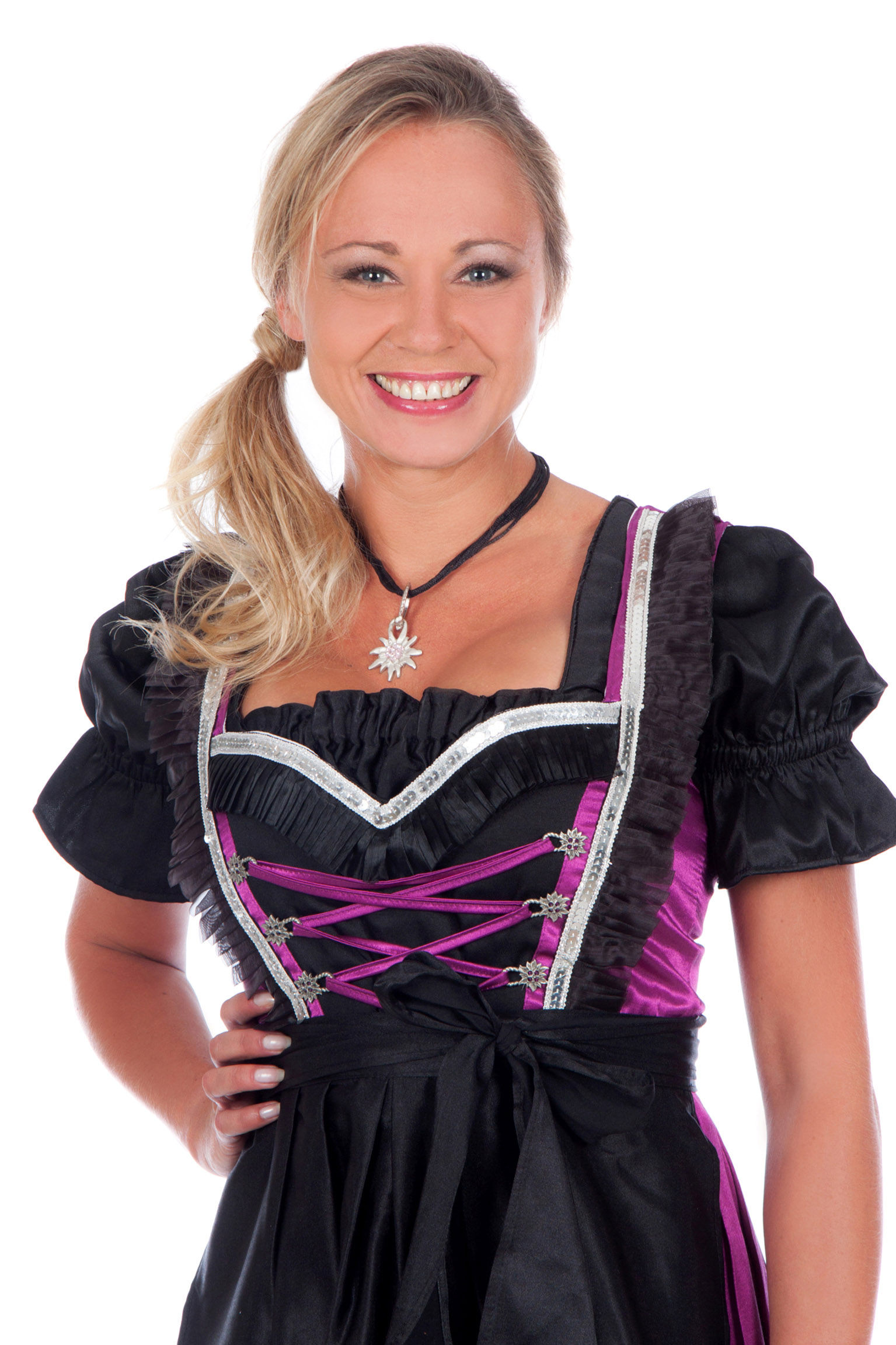 Mini Dirndl 3-teilig schwarz violett 2