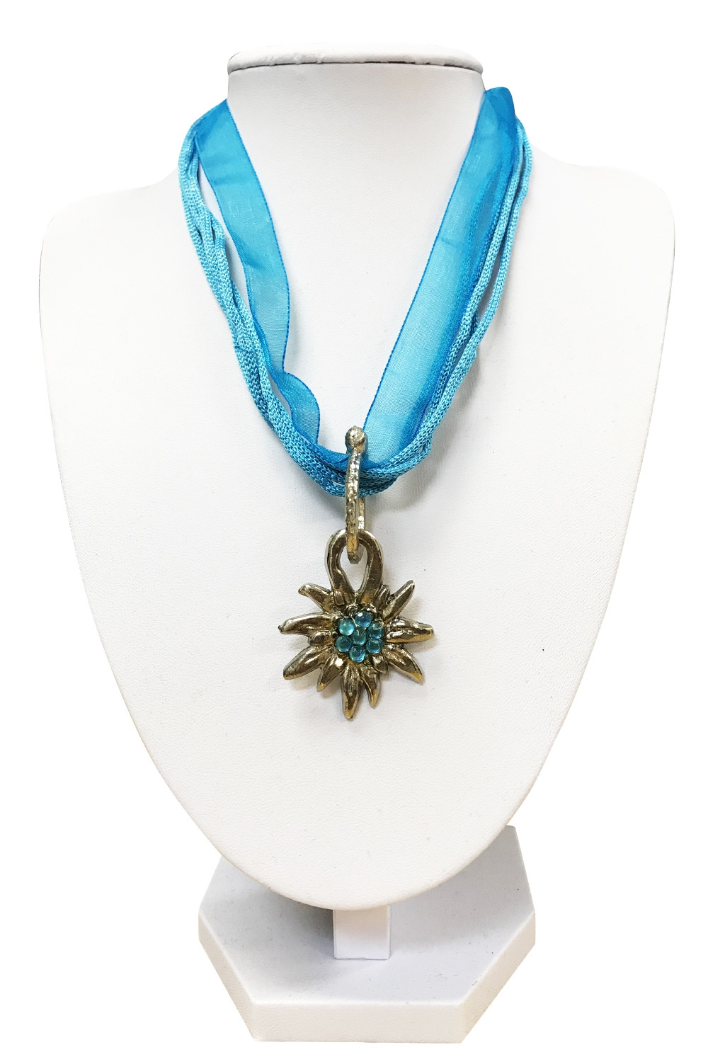 Halskette Edelweiß hellblau