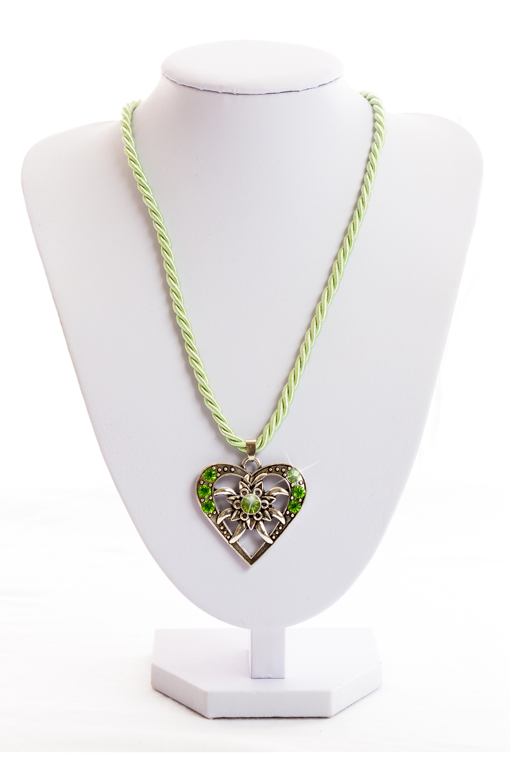 Made in Germany Halskette Edelweiß-Herz hellgrün