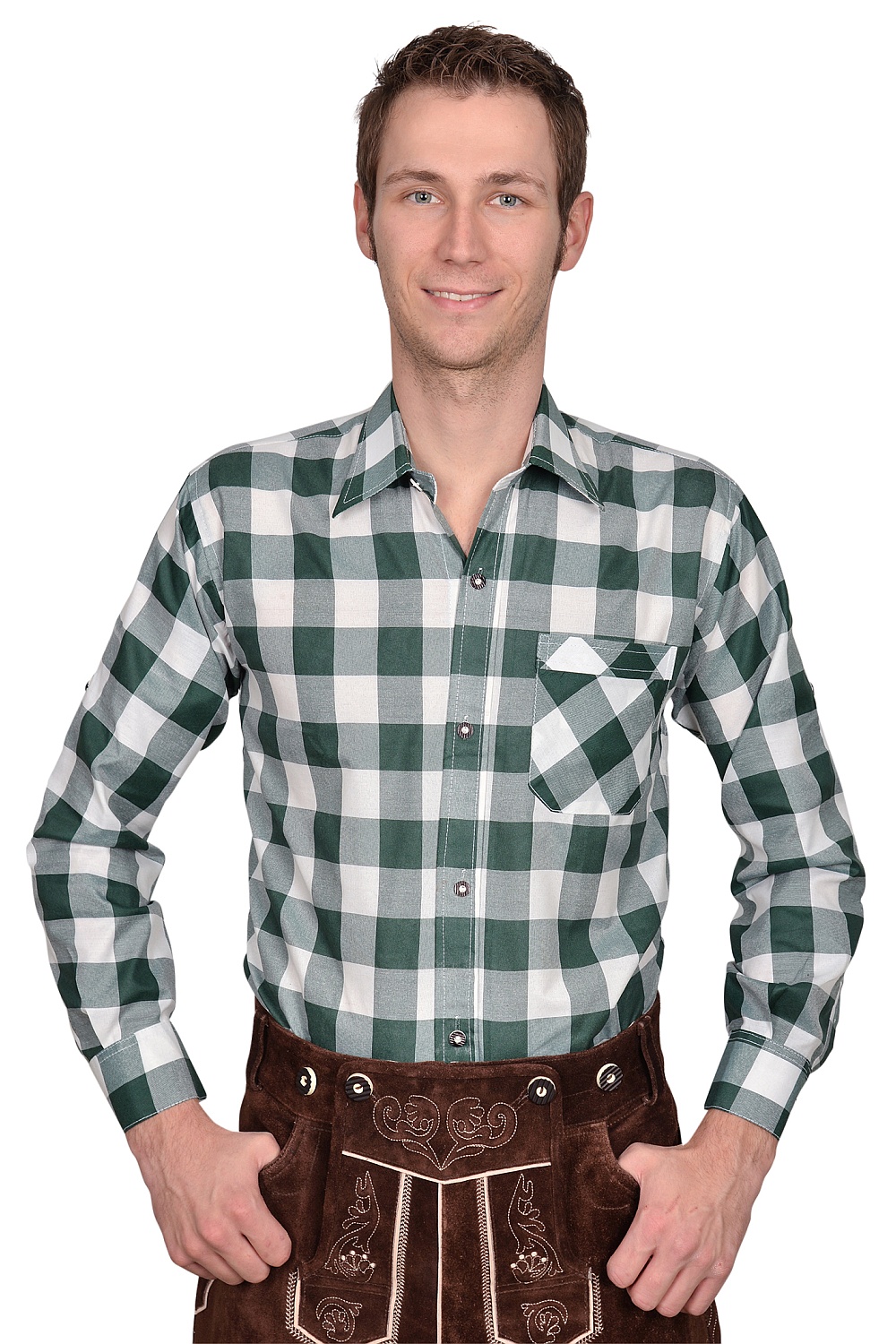 Trachtenhemd Hemd grün Karo groß