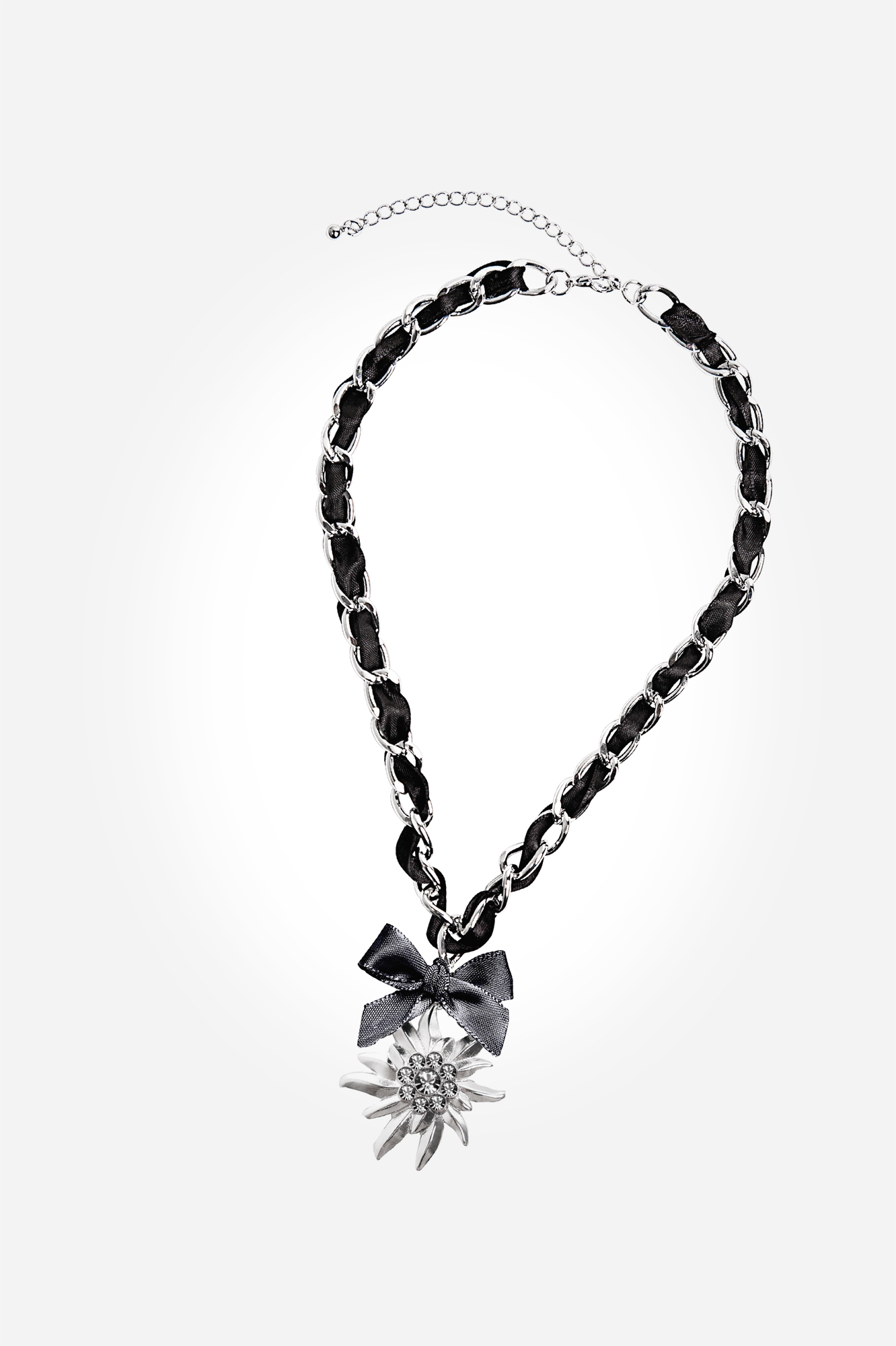 Kette Edelweiß Schleife schwarz
