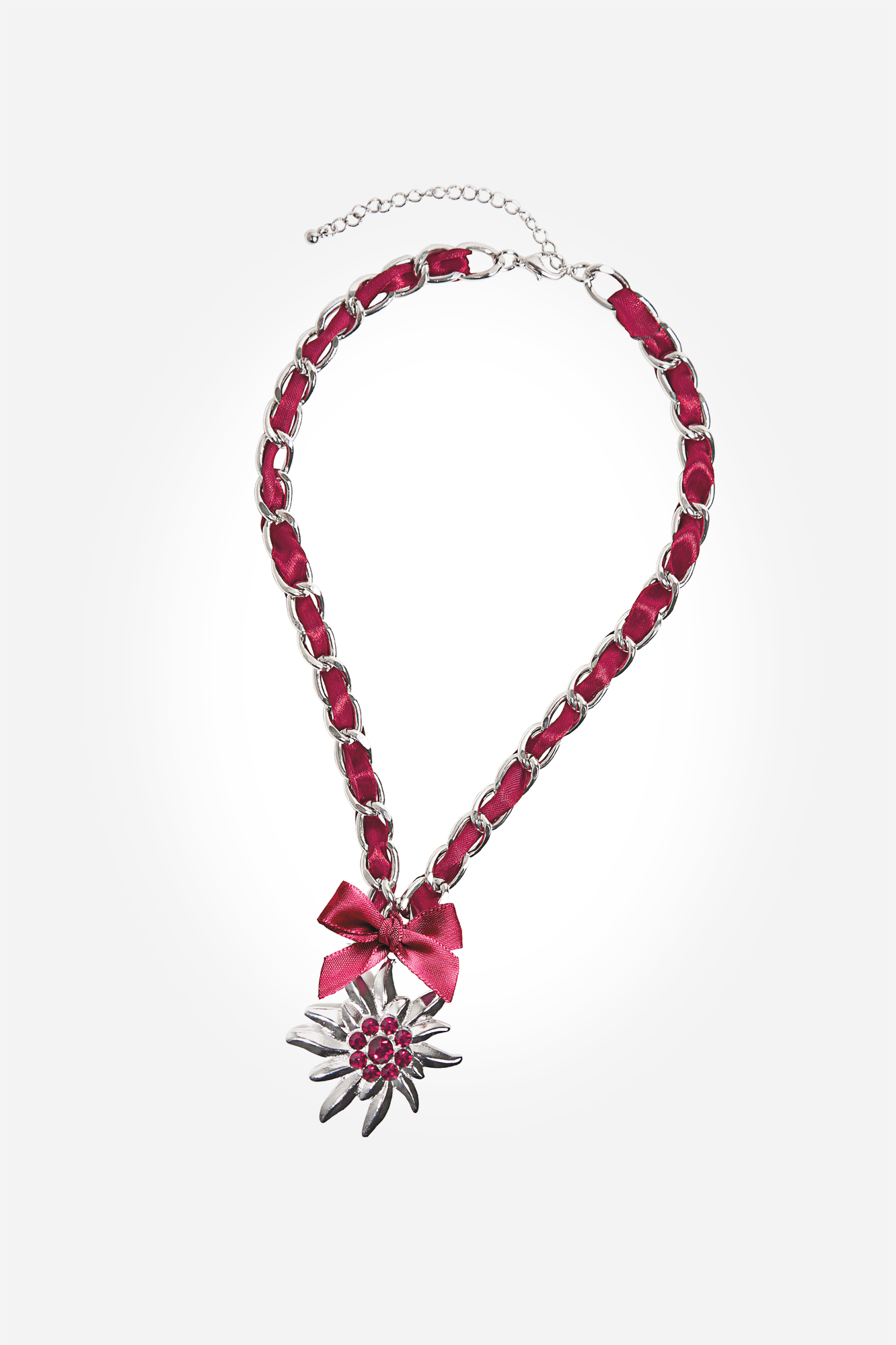 Kette Edelweiß Schleife bordeaux