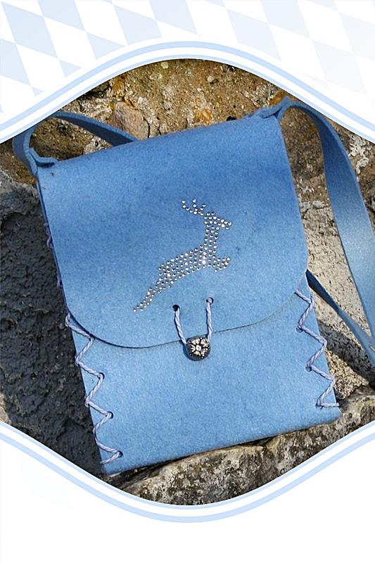 Dirndltasche Filz hellblau silber