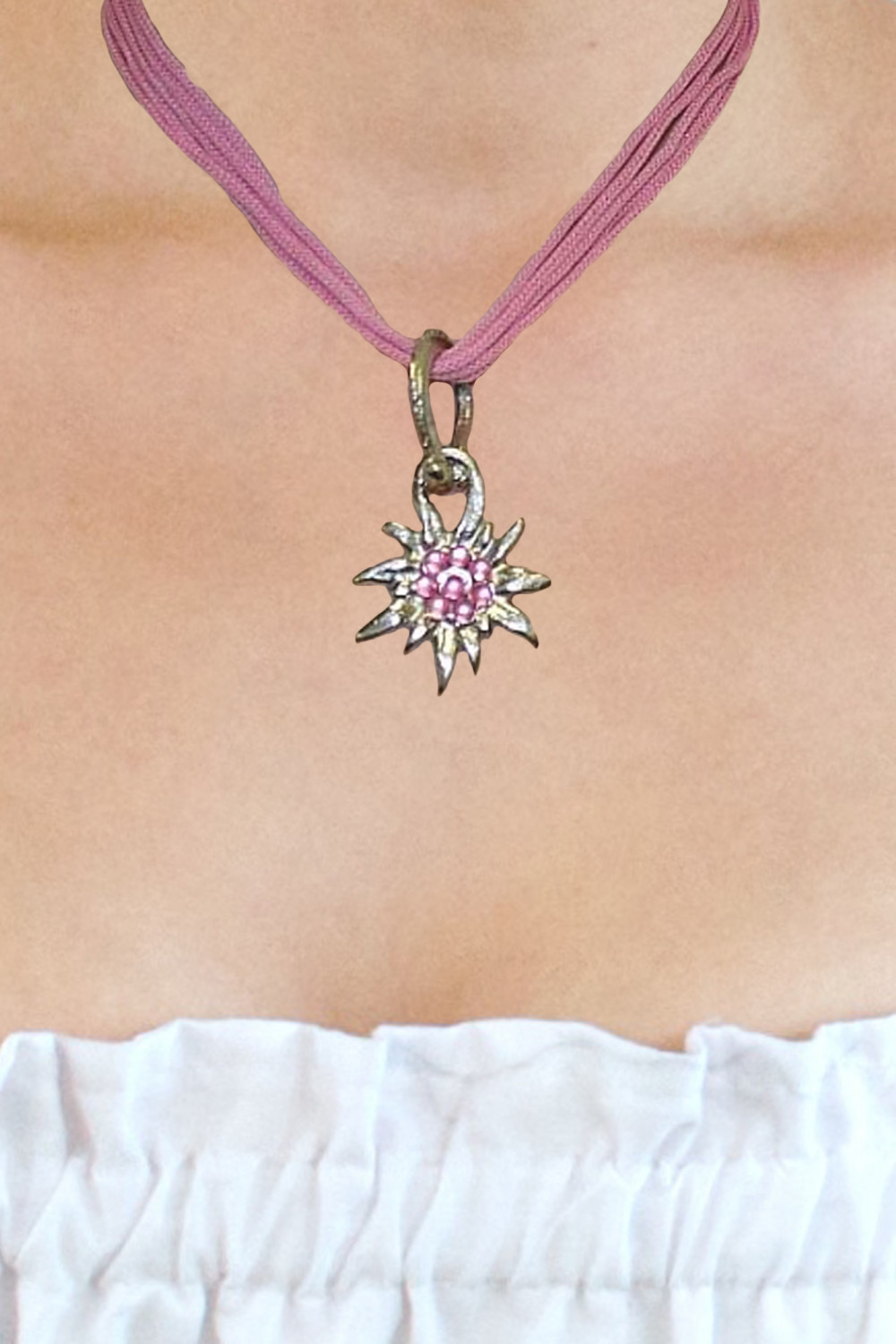 Halskette Edelweiß rosa