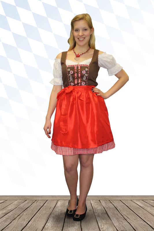 Süßes Mini Dirndl 3-teilig rot kariert
