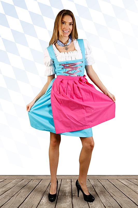 Hübsches Mini Dirndl 3-teilig blau pink