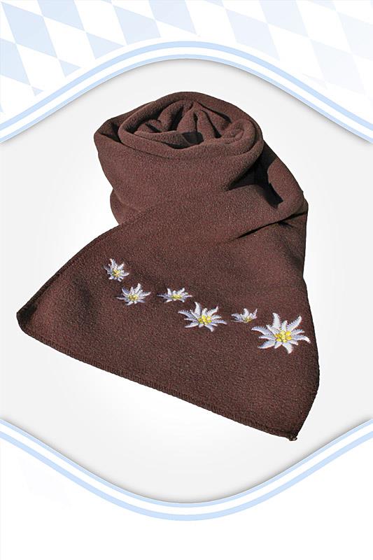 Kinder Fleece Schal mit Edelweiß braun