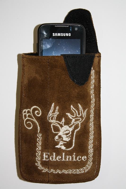 Praktische Leder Handytasche mittelbraun