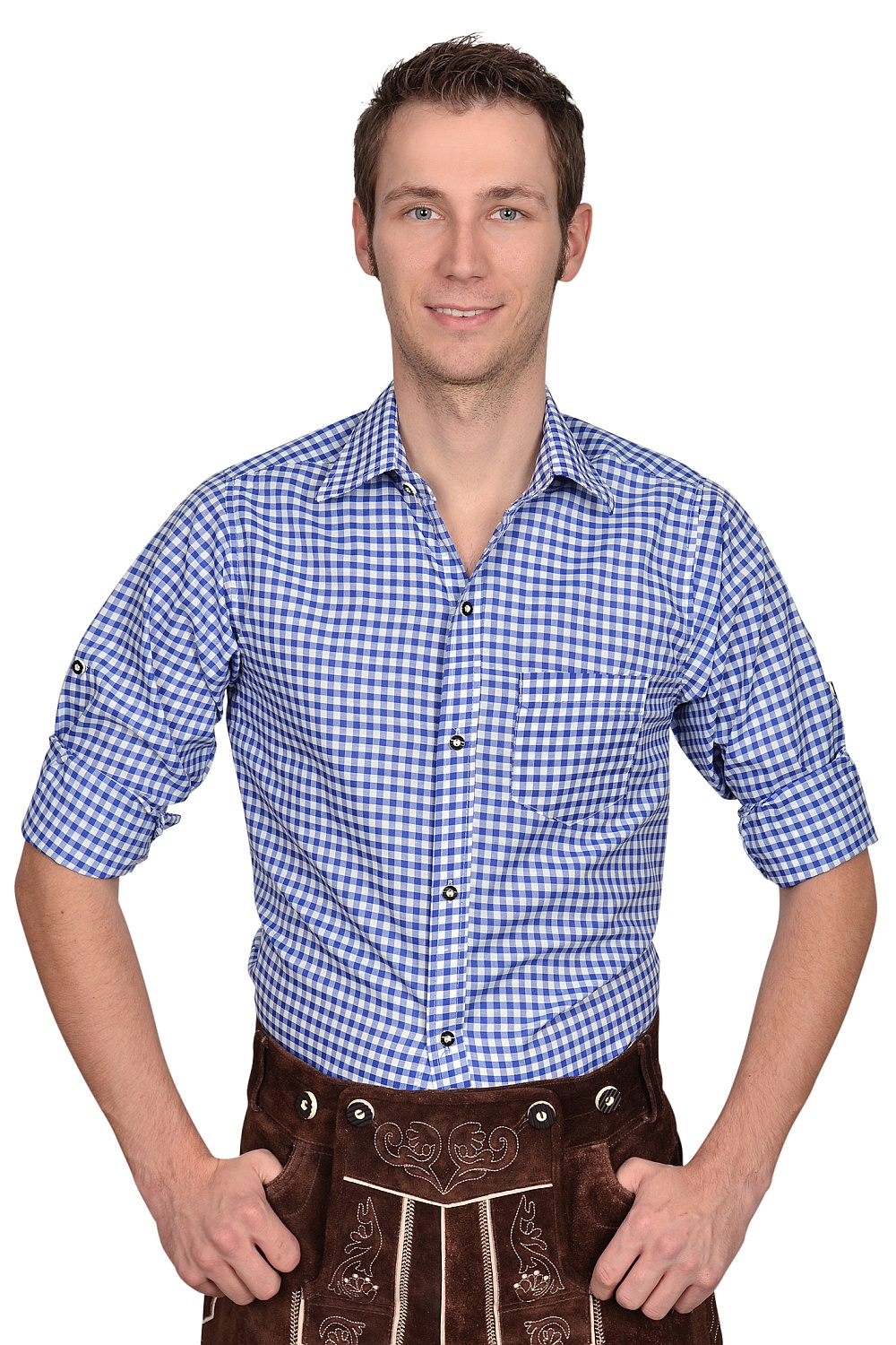 Trachtenhemd Hemd blau kariert