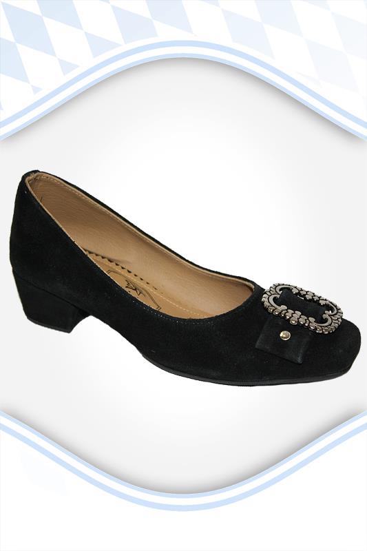 Damen Trachten Leder Pumps schwarz