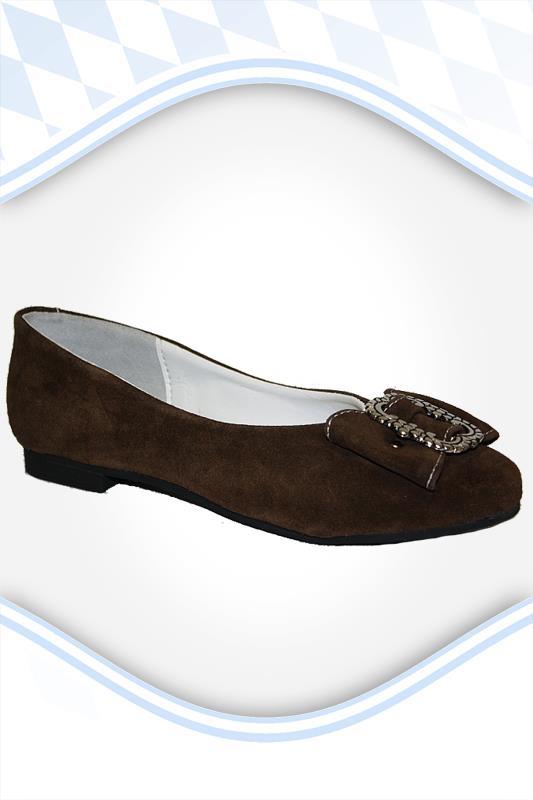 Damen Trachten Leder Ballerinas braun