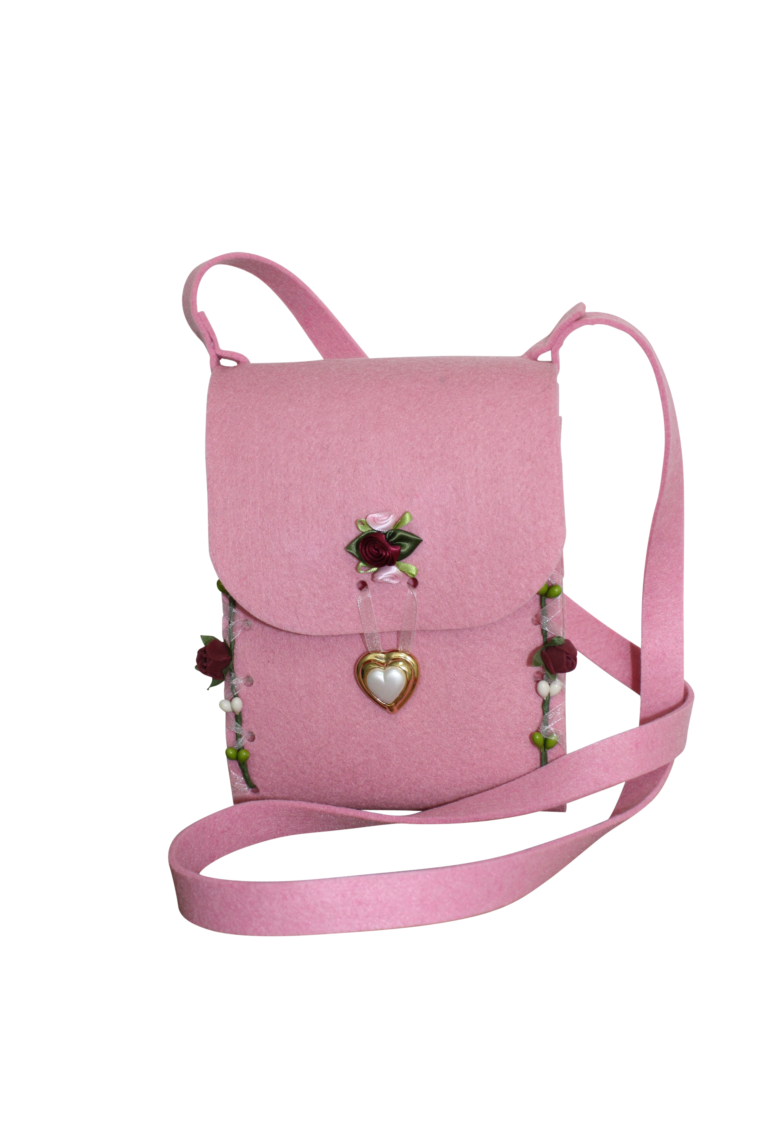 Dirndltasche Filz rosa Rosen Herz