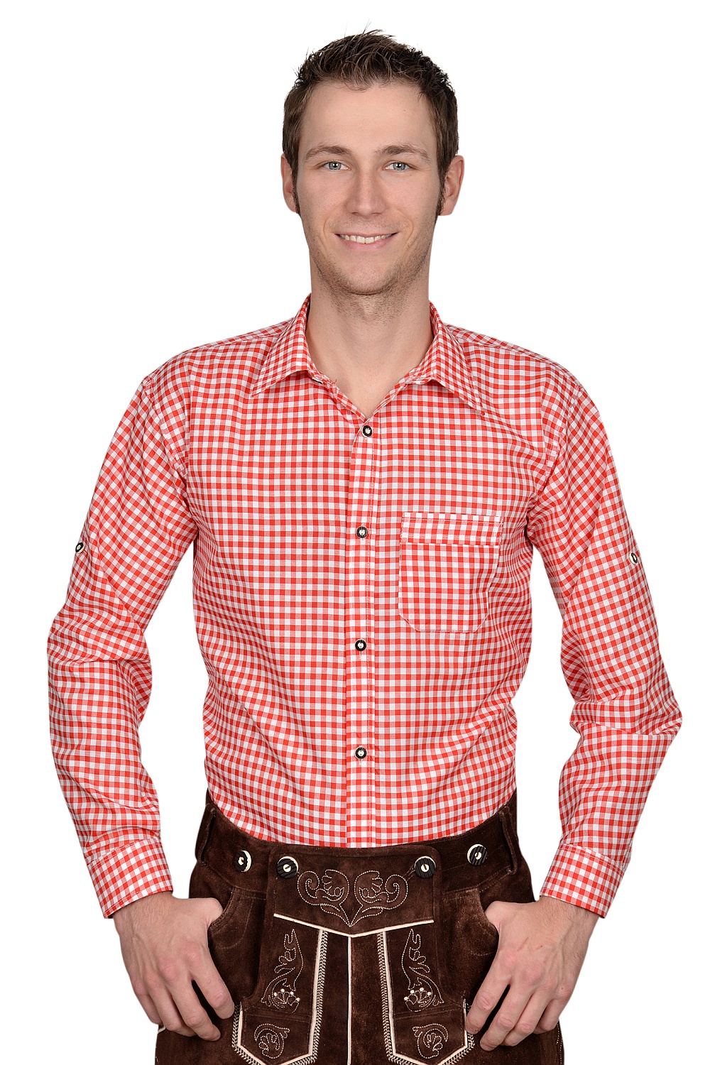 Trachtenhemd Hemd rot kariert