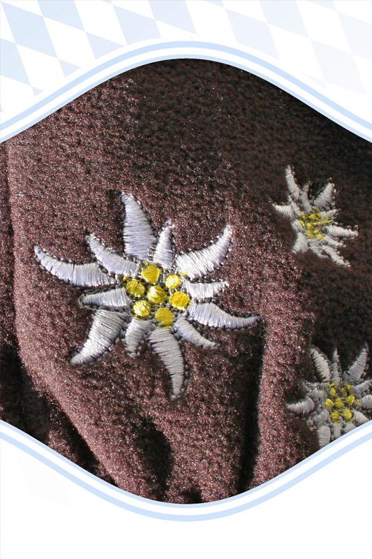 Kinder Fleece Handschuhe mit Edelweiß braun