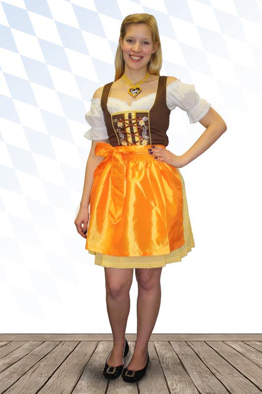 Süßes Mini Dirndl 3-teilig gelb kariert